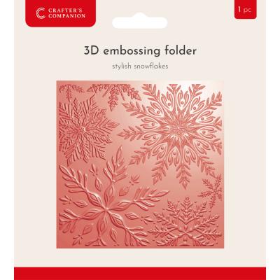 Crafter's Companion Christmas 3D Embossing Folder - Stylish Snowflakes